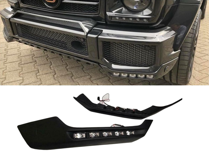 Fiberglass AMG Front Bumper Lip Spoiler With DRL for Mercedes-Benz W463 G-Class